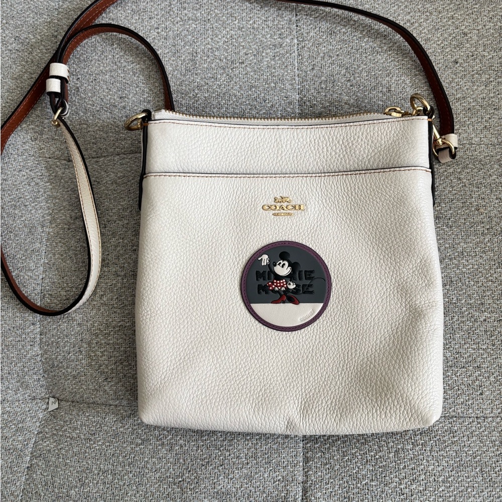 Coach Cream Crossbody Bag with Mickey Mouse Design